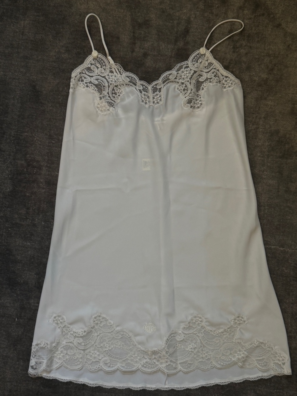 Dior White Lace-Trim Slip Dress